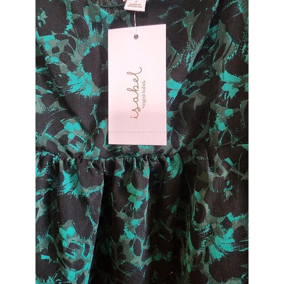 New Isabel Maternity Women's Floral Black & Green V-Neck Square-Back Blouse S - Picture 4 of 9